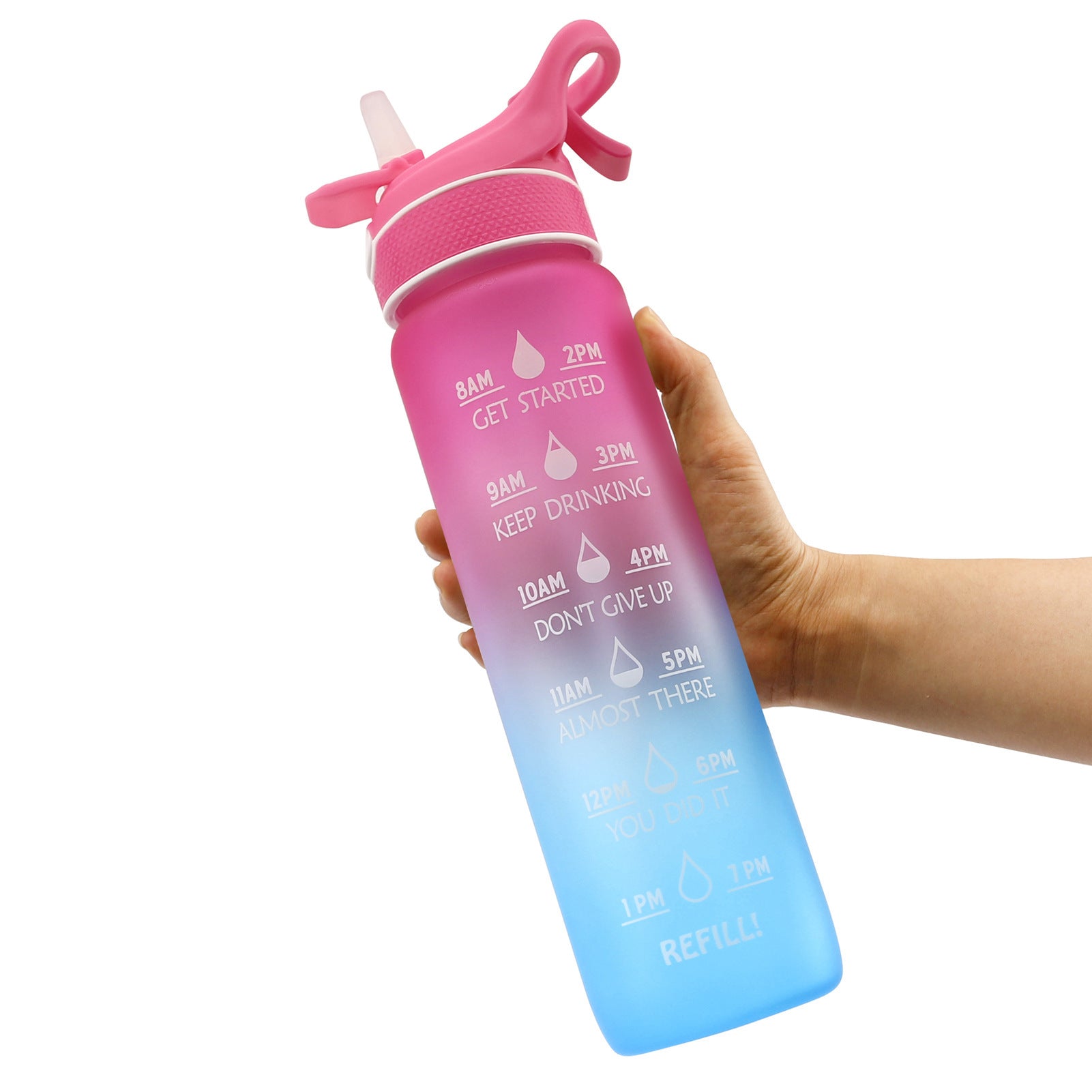 Water Bottle with Bounce Cover and Straw