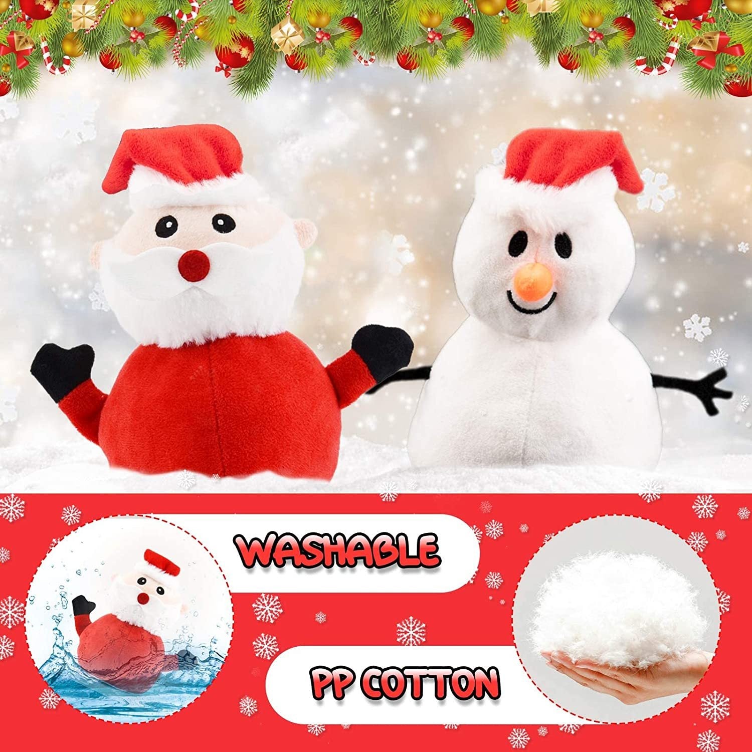 Santa Plush Snowman Plush Toy Double Side Stuffed Plushie