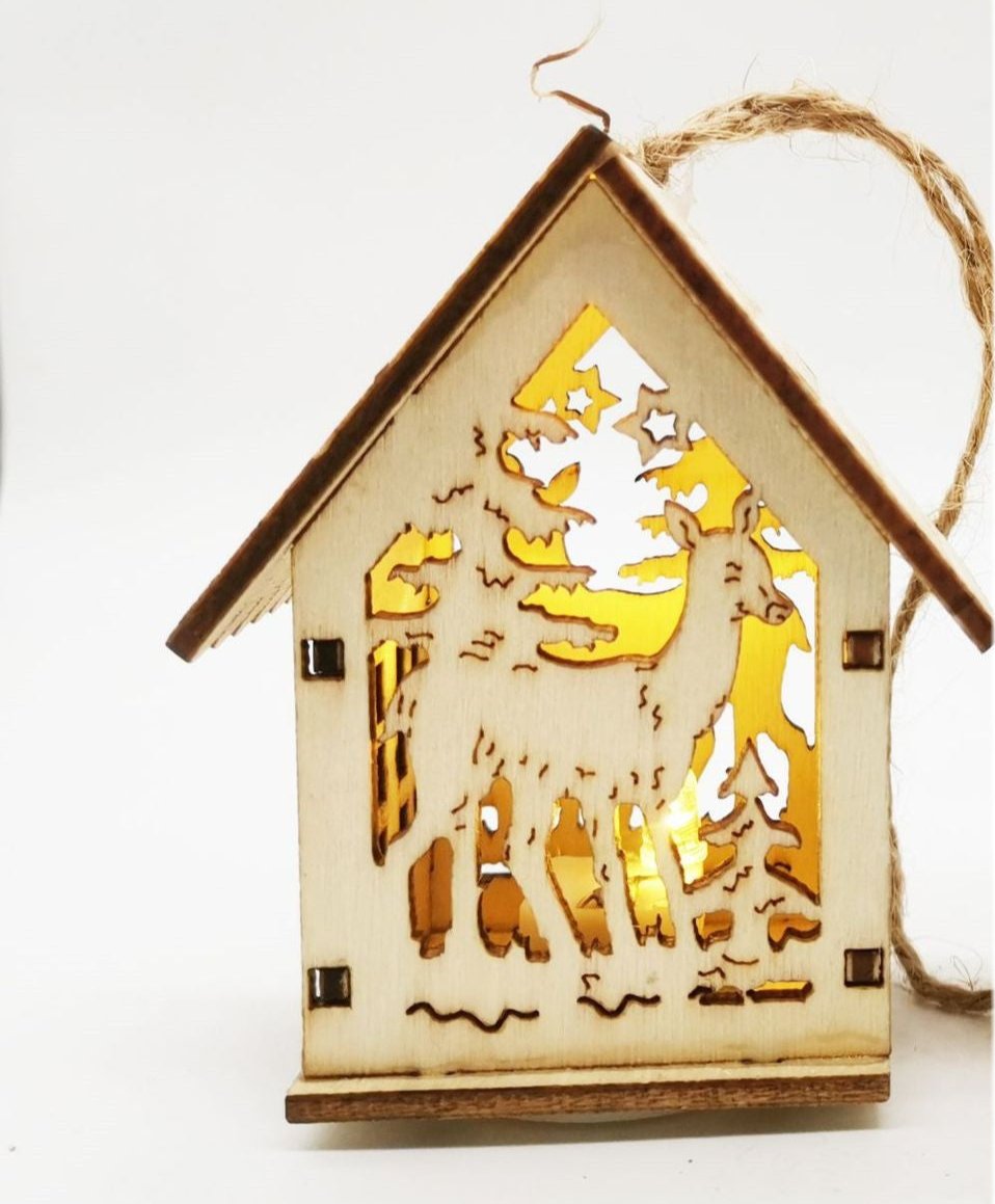 Christmas Wooden Craftwork Small House Decorations