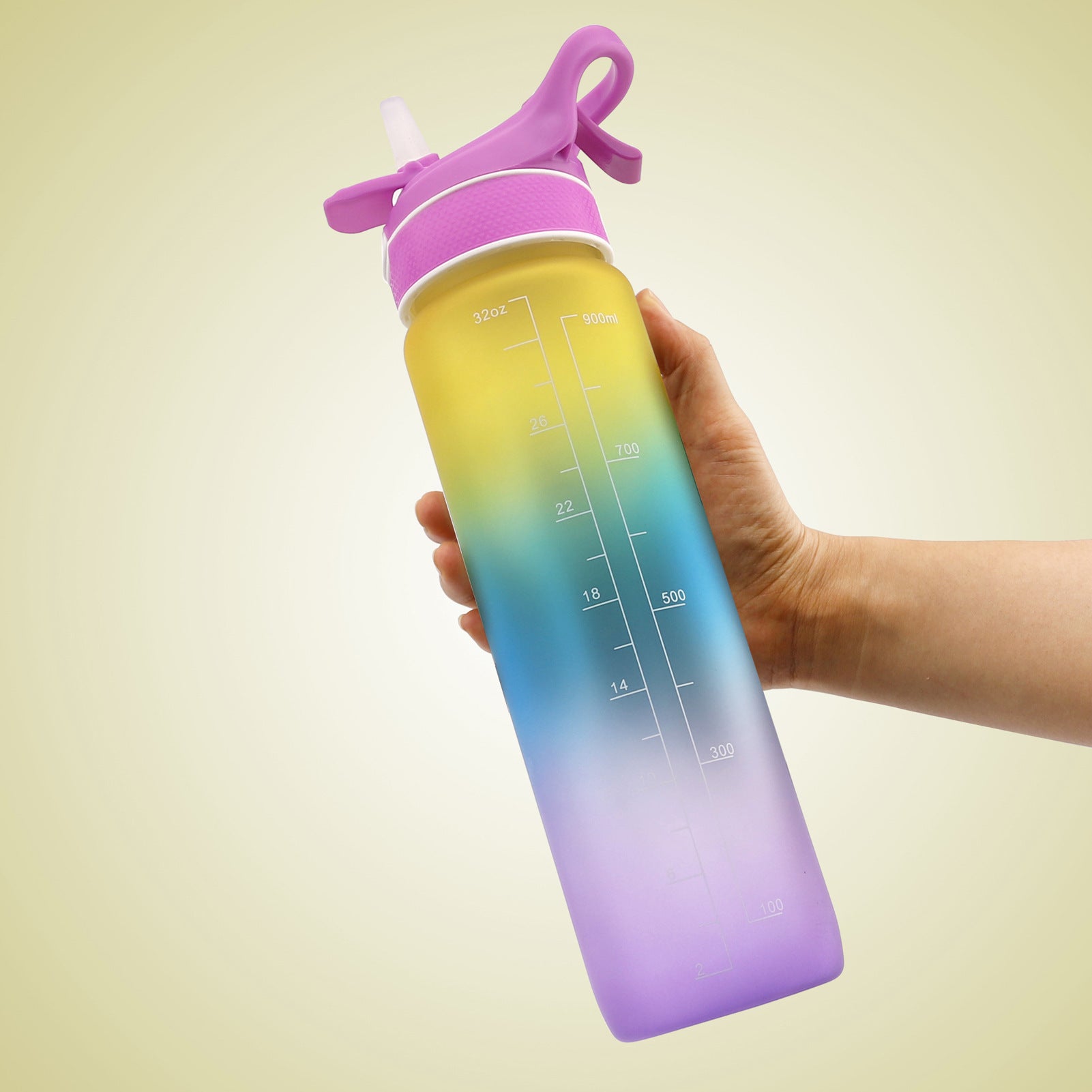 Water Bottle with Bounce Cover and Straw