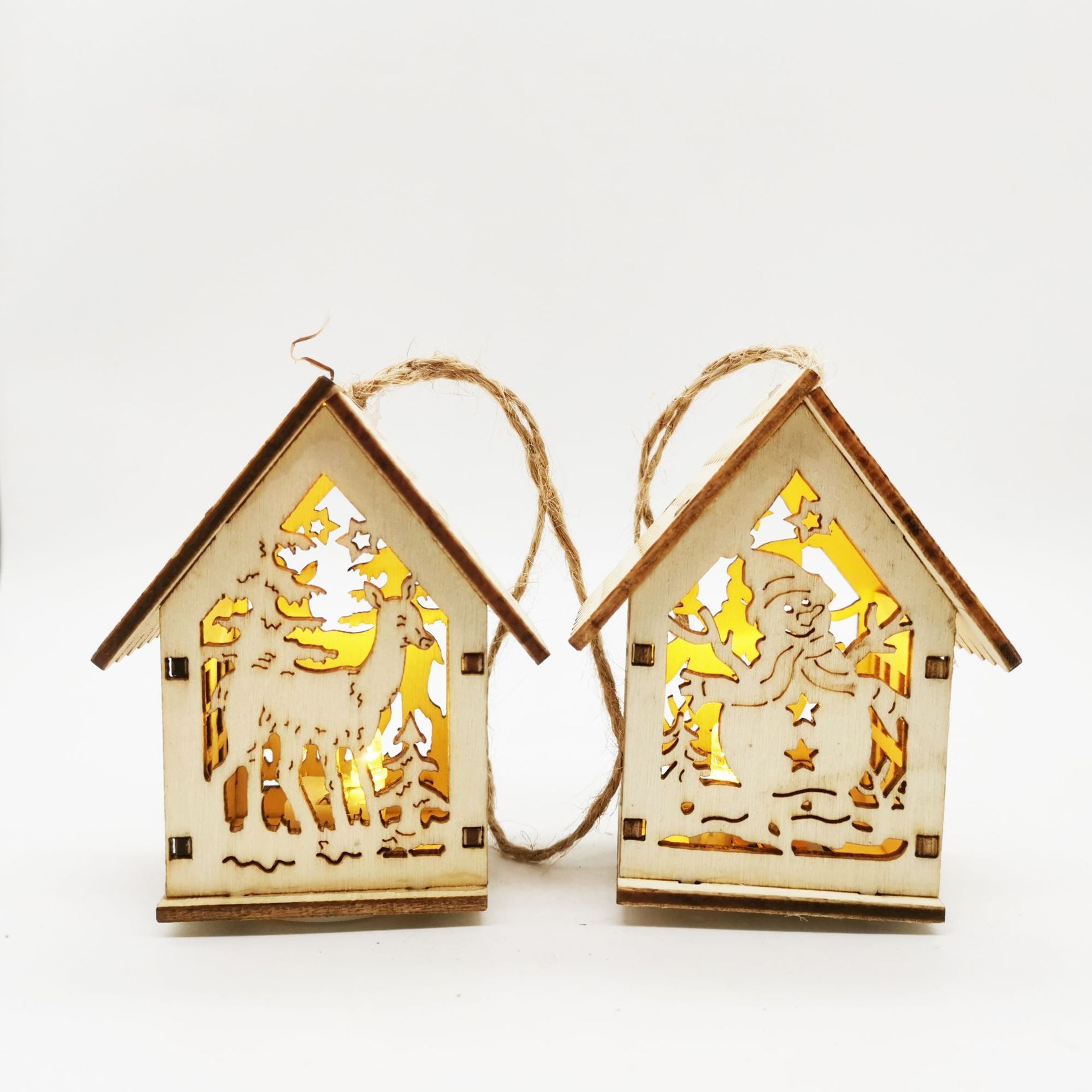 Christmas Wooden Craftwork Small House Decorations