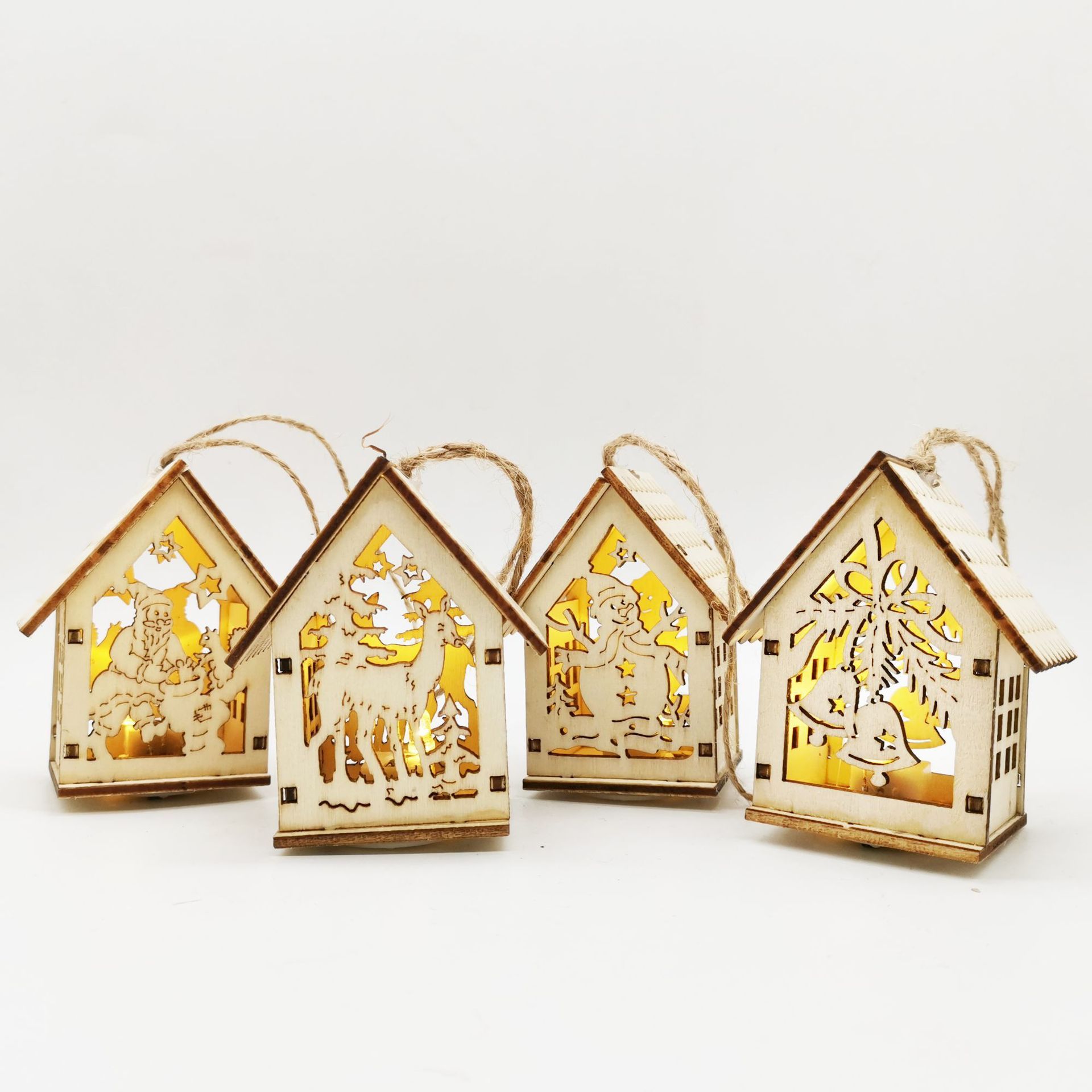 Christmas Wooden Craftwork Small House Decorations