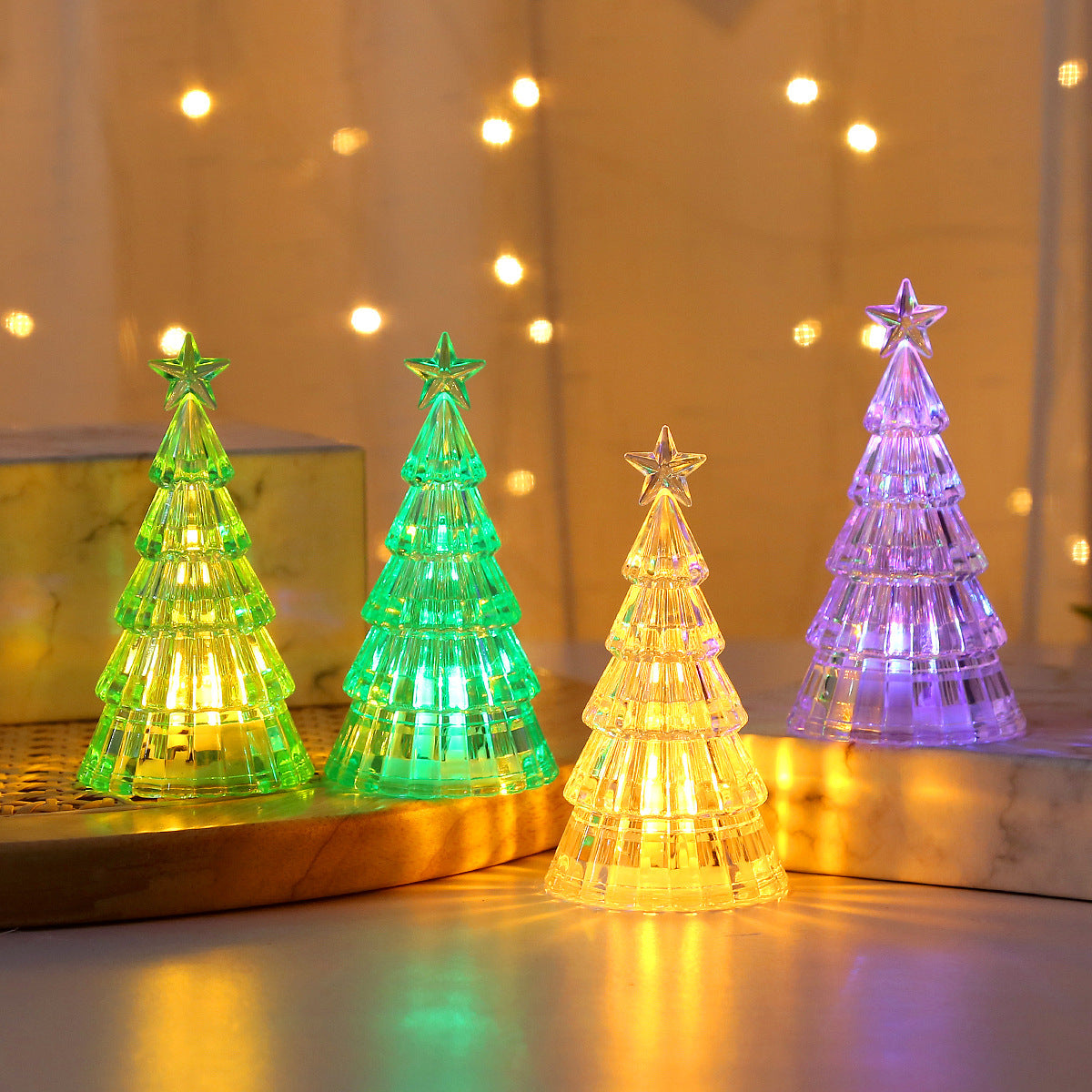 Light-emitting Christmas Tree Crystal Night Lamp